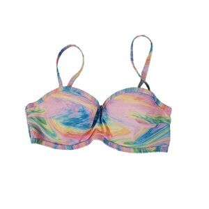 High Dive Modcloth Bikini Top‎ Small Ombre Rainbow Swimsuit Removable Beach